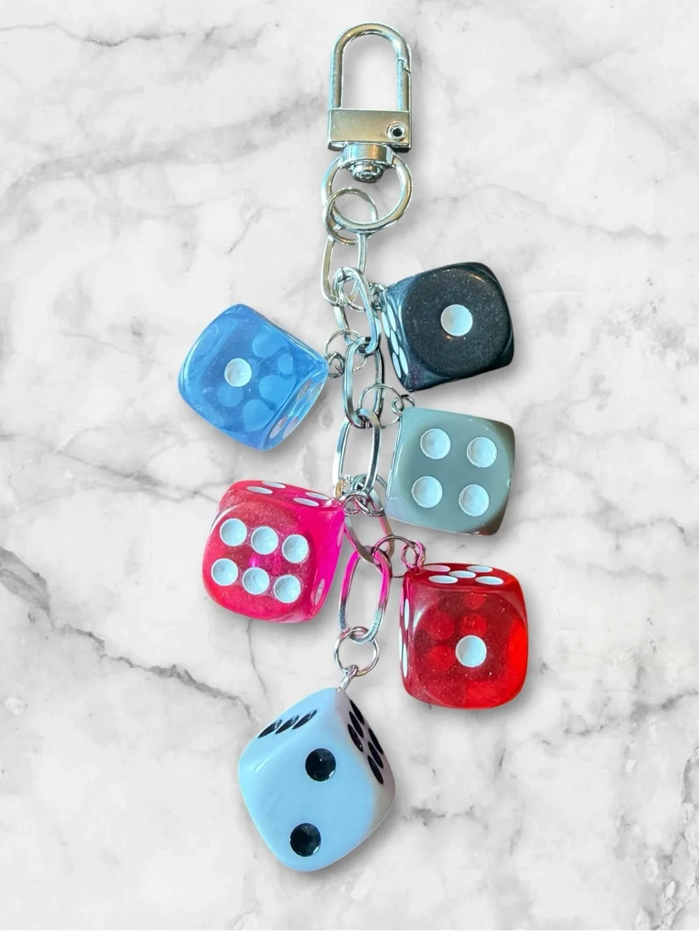 Colorful Multi-Dice Key & Card Holder Charm - Mixed Colors